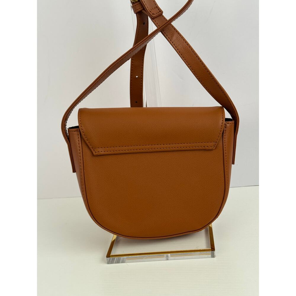 JJ Winters Ivy Crossbody Bag Cognac Leather Saddle Gold Ring - Picture 6 of 12